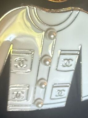 CHANEL White and Gold Jacket Charm